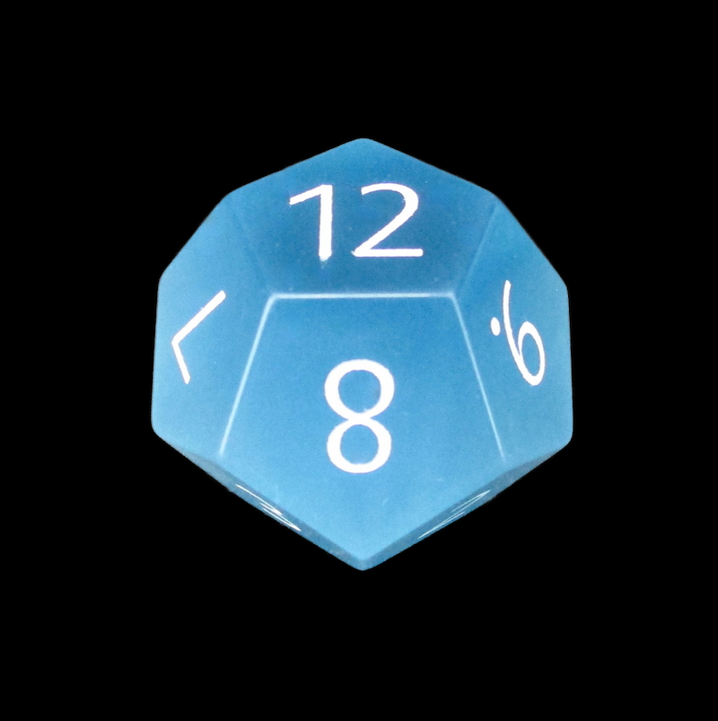 TDSO Cats Eye Glass Mint Blue & White D12 Dice