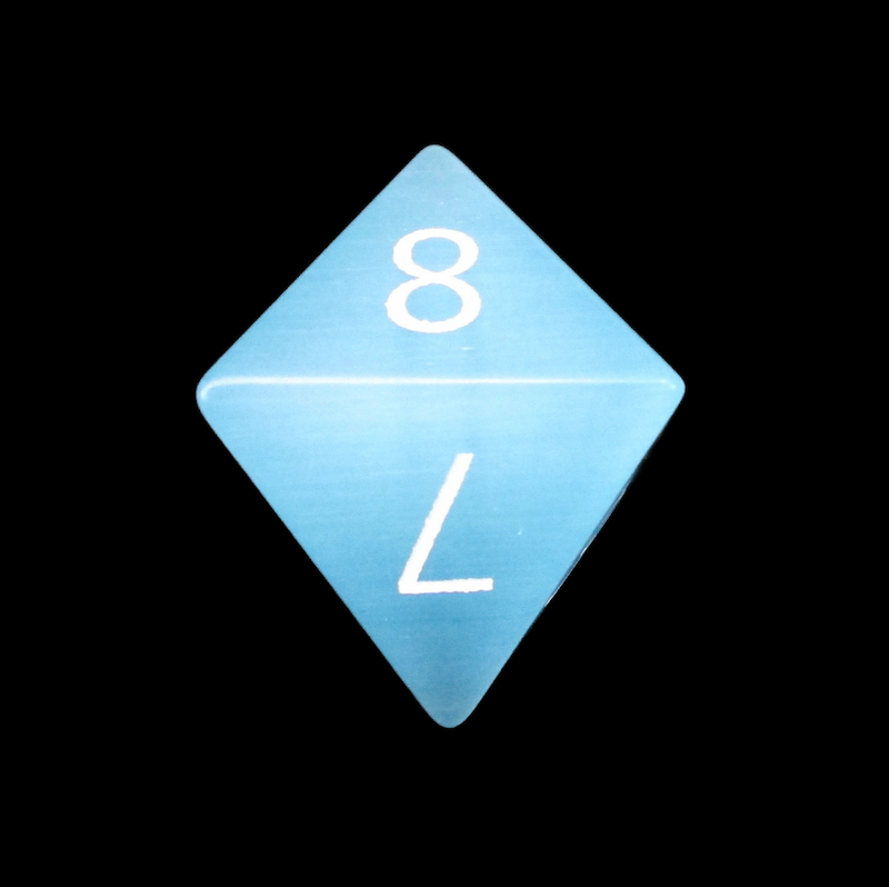 TDSO Cats Eye Glass Mint Blue & White D8 Dice