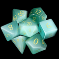 TDSO Cats Eye Glass Mint Green & Gold 7 Dice Polyset