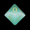 TDSO Cats Eye Glass Mint Green & Gold D10 Dice
