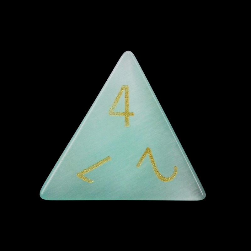 TDSO Cats Eye Glass Mint Green & Gold D4 Dice