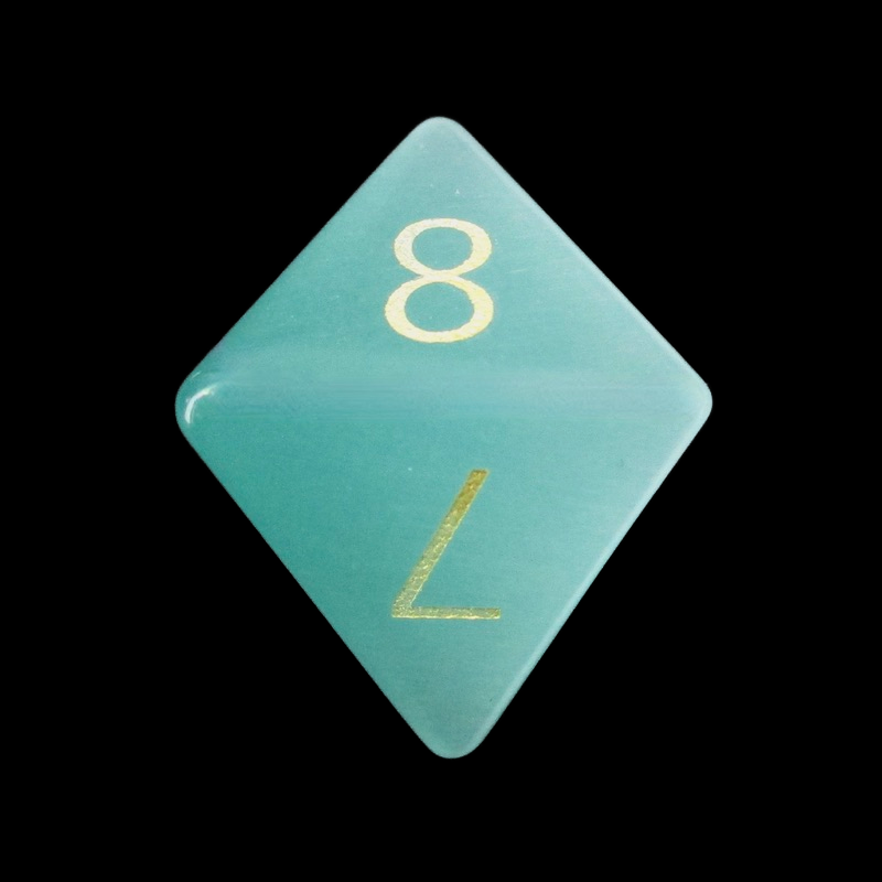 TDSO Cats Eye Glass Mint Green & Gold D8 Dice