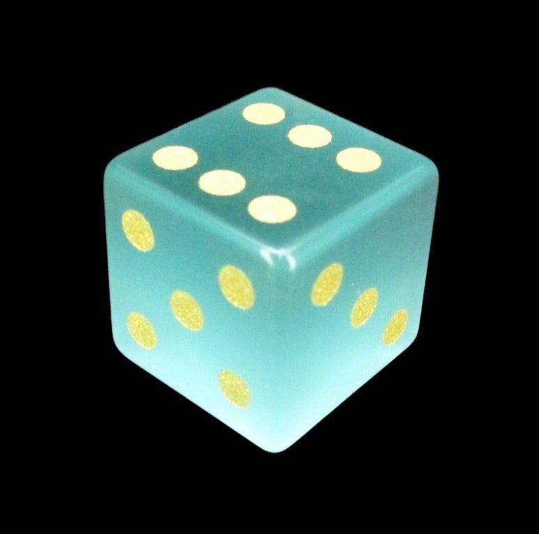 TDSO Cats Eye Glass Mint Green & Gold D6 Spot Dice
