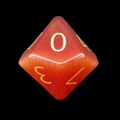 TDSO Cats Eye Glass Red & Gold D10 Dice