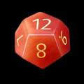 TDSO Cats Eye Glass Red & Gold D12 Dice