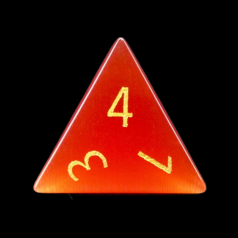 TDSO Cats Eye Glass Red & Gold D4 Dice