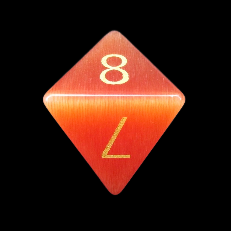 TDSO Cats Eye Glass Red & Gold D8 Dice
