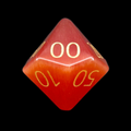 TDSO Cats Eye Glass Red & Gold Percentile Dice