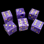 TDSO Gemstone Charoite & Gold 6 x D6 Spot Dice Set In Padded Case