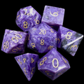 TDSO Gemstone Charoite & Gold 7 Dice Polyset In Padded Case