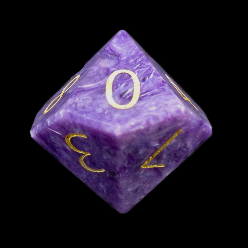TDSO Gemstone Charoite & Gold D10 Dice