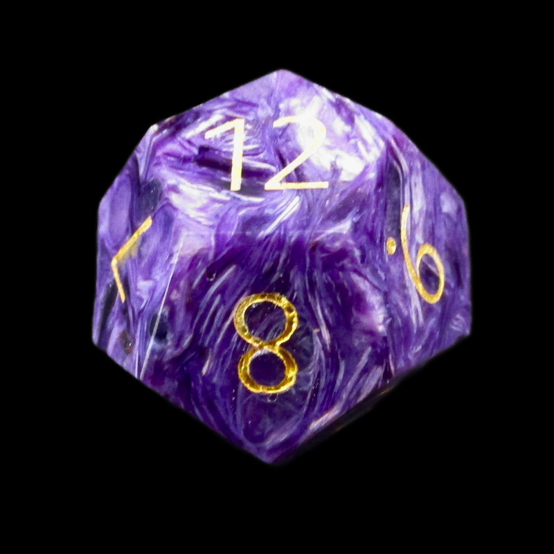 TDSO Gemstone Charoite & Gold D12 Dice