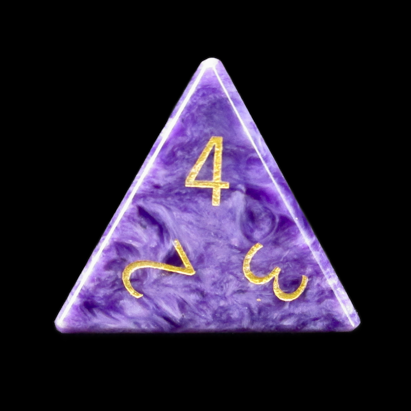 TDSO Gemstone Charoite & Gold D4 Dice
