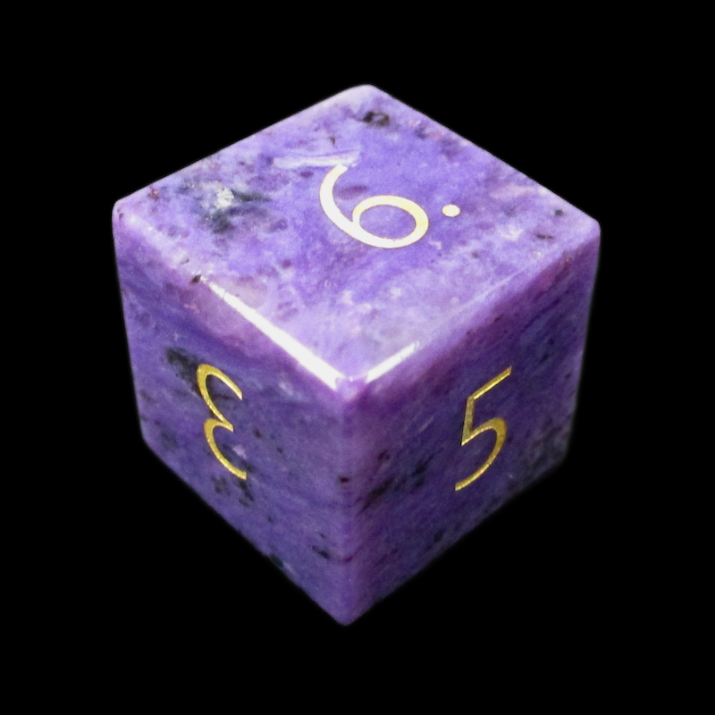 TDSO Gemstone Charoite & Gold D6 Dice
