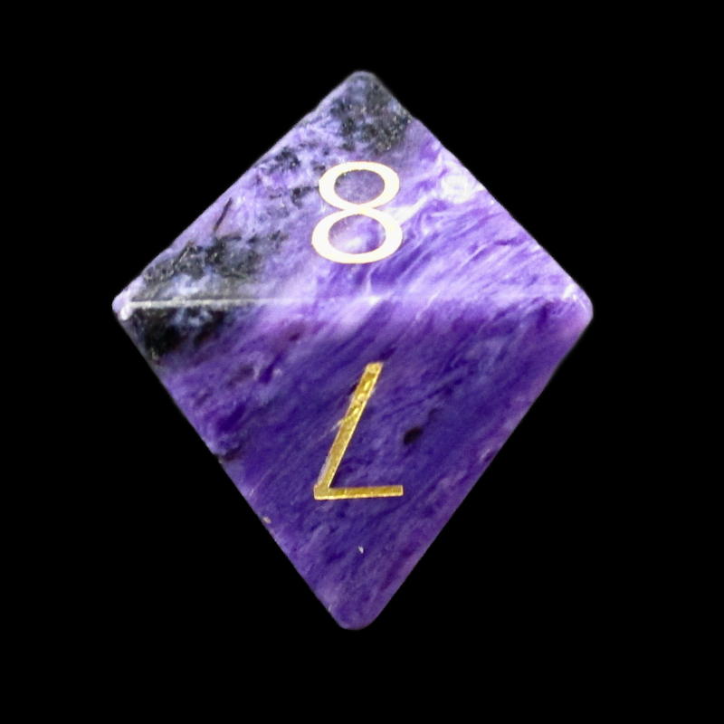 TDSO Gemstone Charoite & Gold D8 Dice