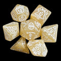 TDSO Christmas Pearl Pale Yellow & White 7 Dice Polyset