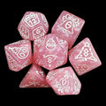 TDSO Christmas Pearl Pink & White 7 Dice Polyset