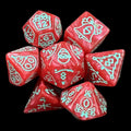 TDSO Christmas Pearl Red & Turquoise 7 Dice Polyset