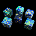 TDSO Gemstone Chrysocolla & Gold 6 x D6 Spot Dice Set In Padded Case
