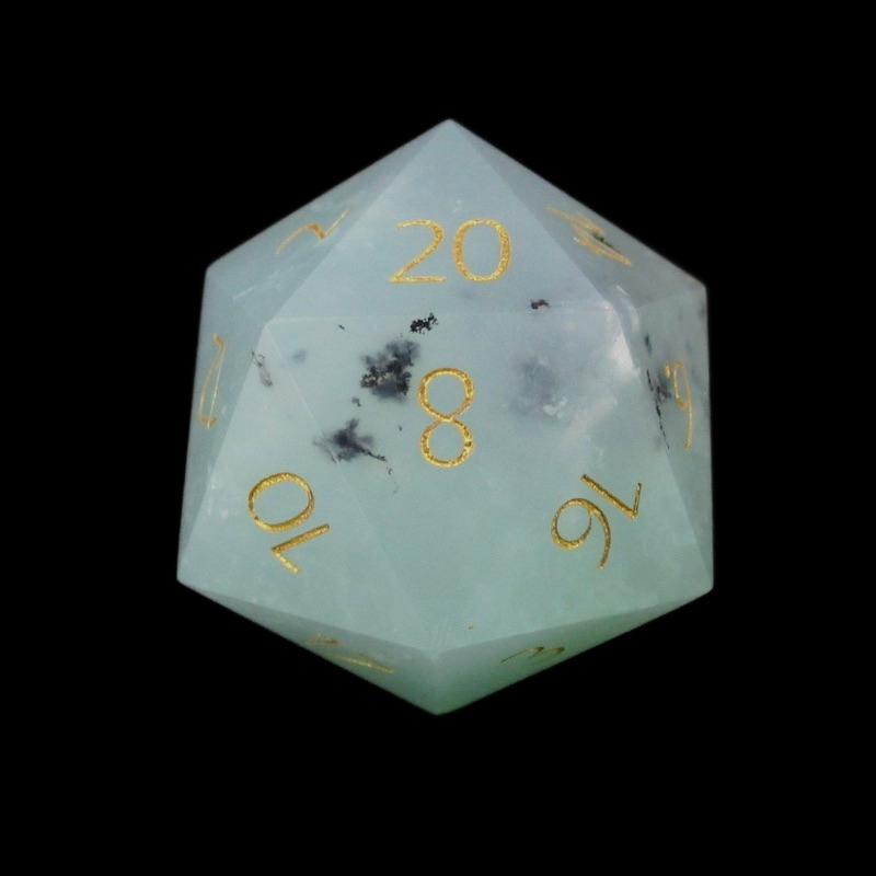 TDSO Gemstone Chrysoprase & Gold D20 Dice