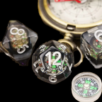 TDSO Encased Compass 7 Dice Polyset - Real Compass Inside LTD EDITION