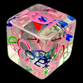 TDSO Confetti Alphabet Clear & Pink D6 Dice