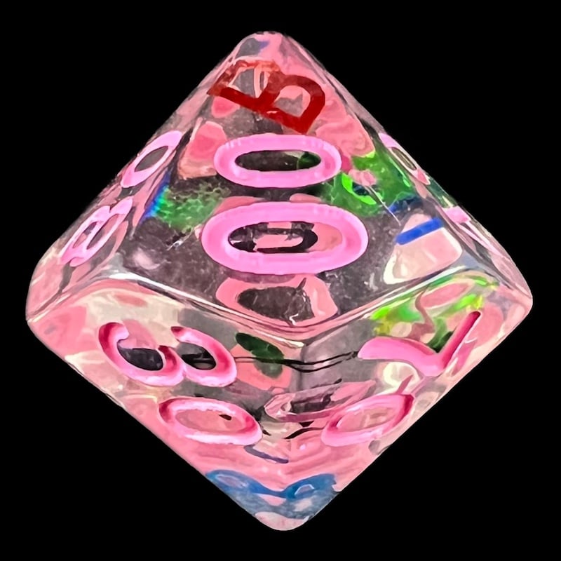 TDSO Confetti Alphabet Clear & Pink Percentile Dice