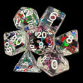 TDSO Confetti Alphabet Clear & White 7 Dice Polyset