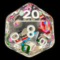 TDSO Confetti Alphabet Clear & White D20 Dice