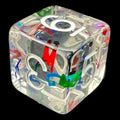 TDSO Confetti Alphabet Clear & White D6 Dice