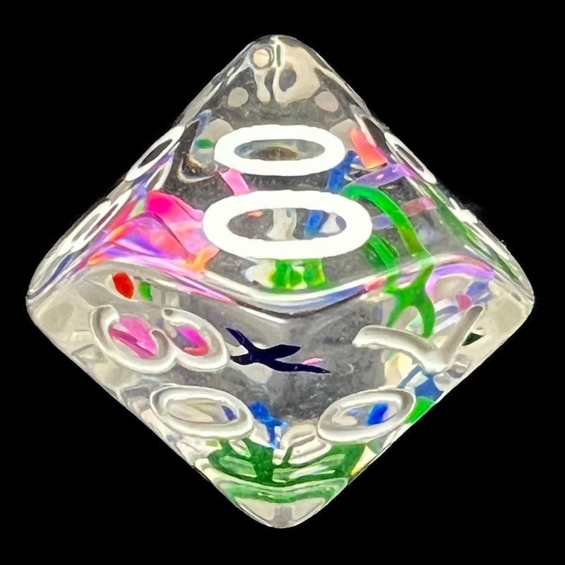 TDSO Confetti Alphabet Clear & White Percentile Dice