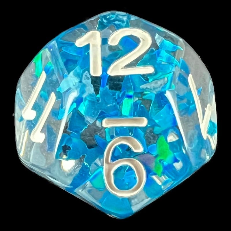 HALF PRICE CLEARANCE TDSO Confetti Butterfly Blue & White D12 Dice