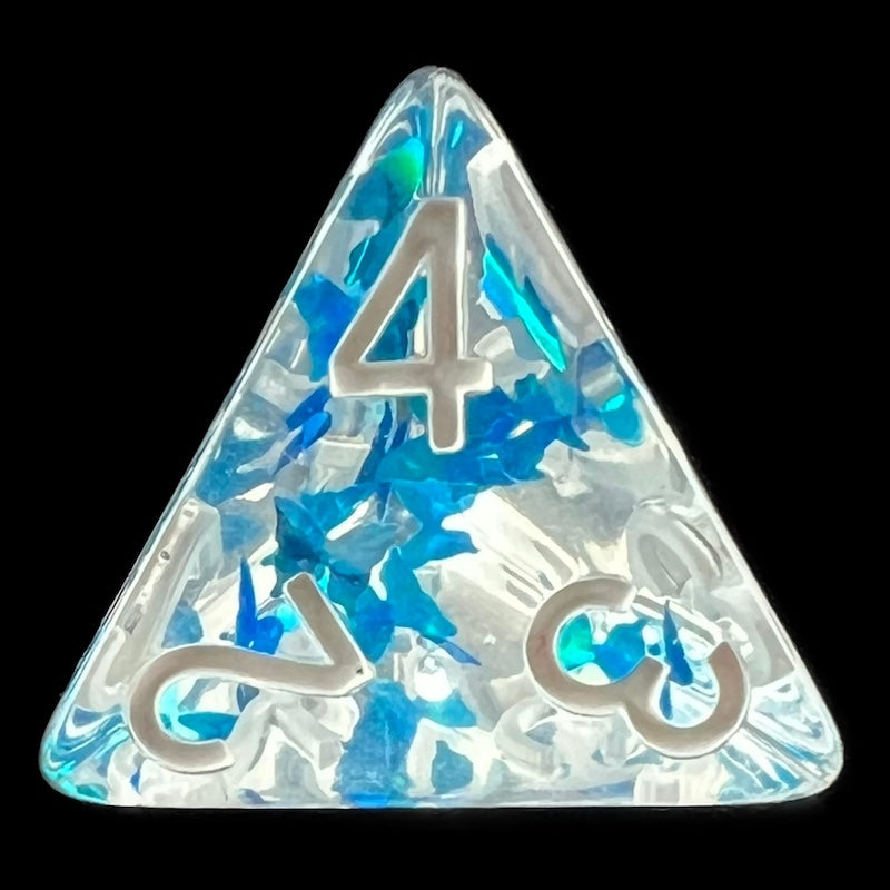 HALF PRICE CLEARANCE TDSO Confetti Butterfly Blue & White D4 Dice