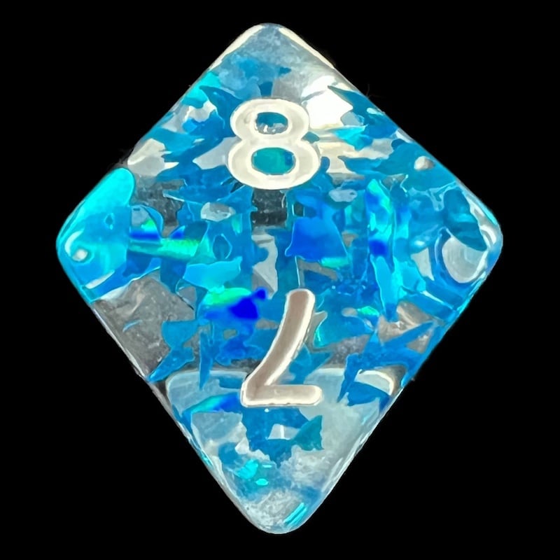HALF PRICE CLEARANCE TDSO Confetti Butterfly Blue & White D8 Dice