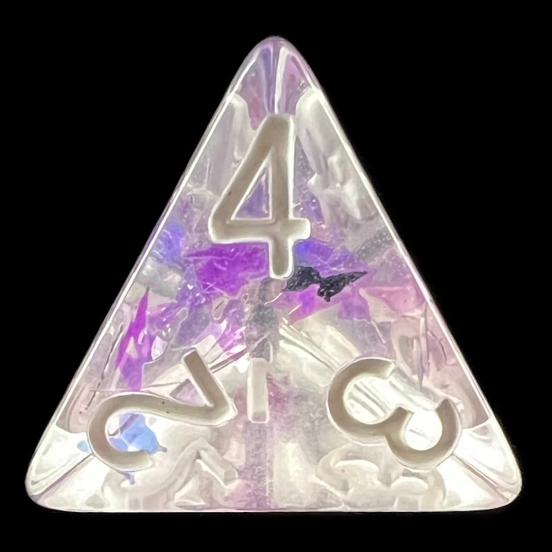 HALF PRICE CLEARANCE TDSO Confetti Butterfly Light Purple D4 Dice