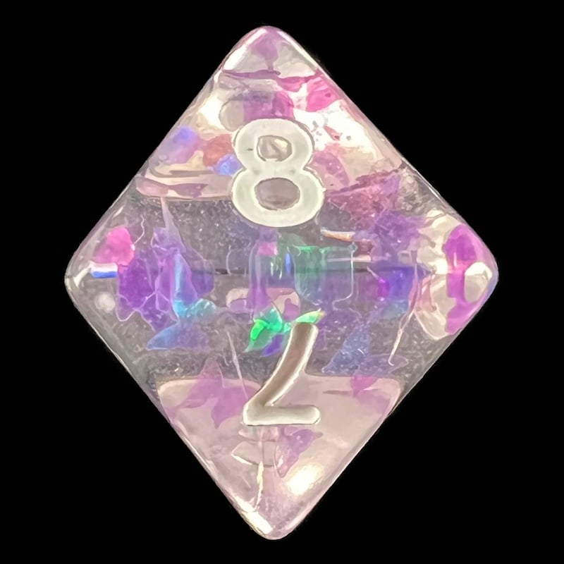 HALF PRICE CLEARANCE TDSO Confetti Butterfly Light Purple D8 Dice