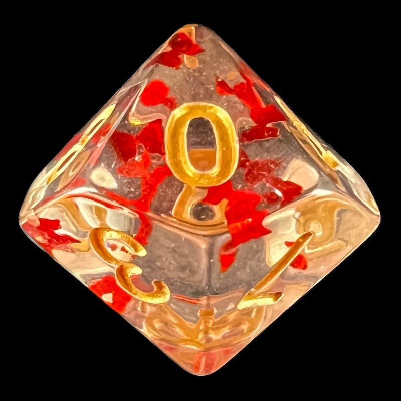 HALF PRICE CLEARANCE TDSO Confetti Butterfly Red & Gold D10 Dice