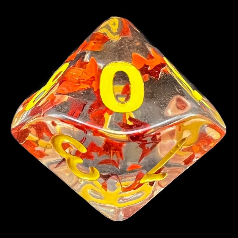 TDSO Confetti Butterfly Red & Yellow D10 Dice