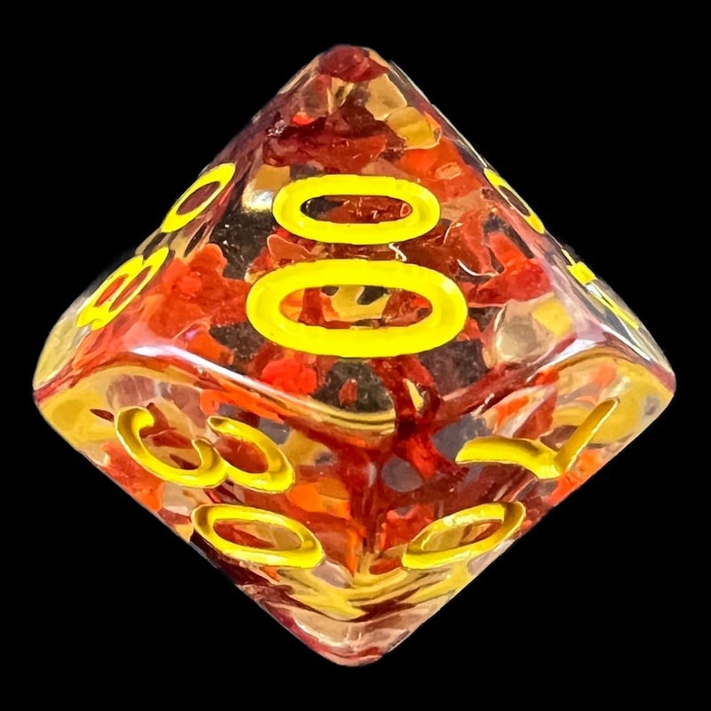TDSO Confetti Butterfly Red & Yellow Percentile Dice