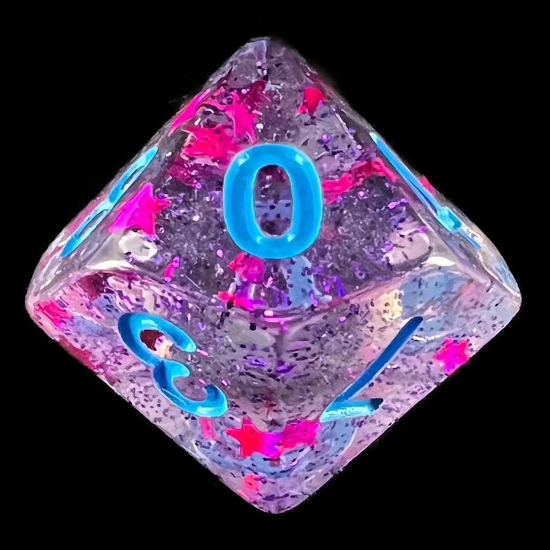 HALF PRICE CLEARANCE TDSO Confetti Cerise Star D10 Dice