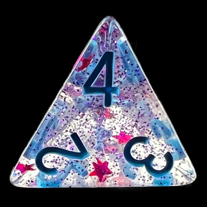 HALF PRICE CLEARANCE TDSO Confetti Cerise Star D4 Dice