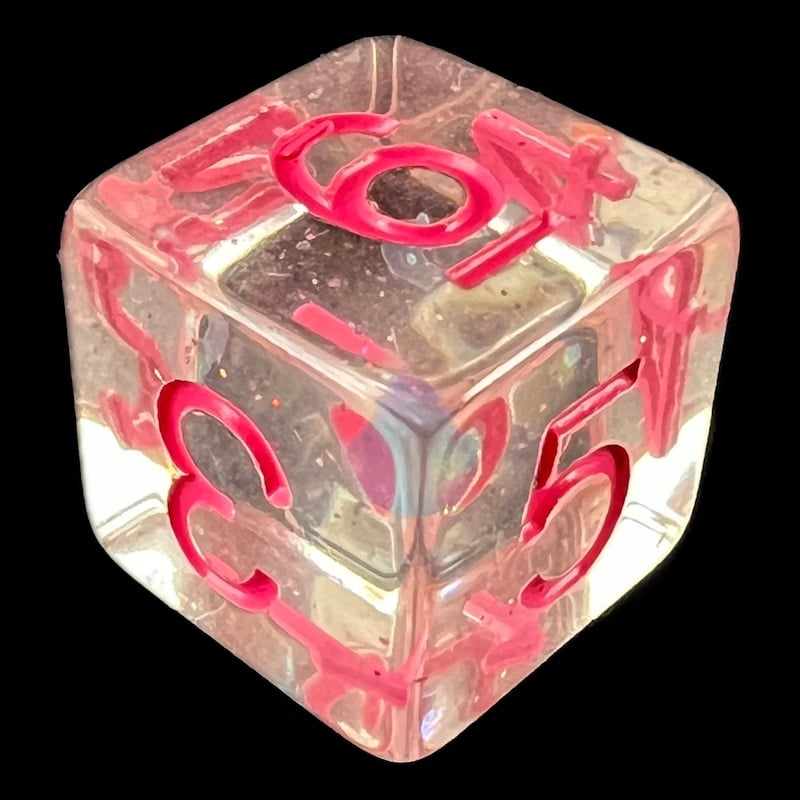 TDSO Confetti Clear & Pink D6 Dice