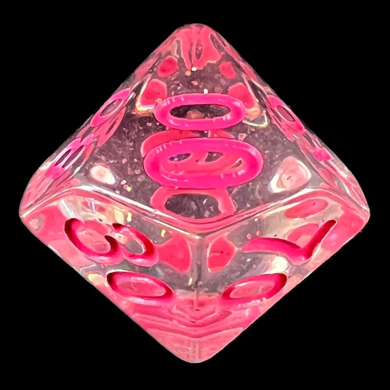 TDSO Confetti Clear & Pink Percentile Dice