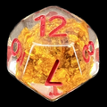 TDSO Confetti Fools Gold Clear with Red D12 Dice