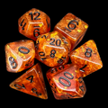 TDSO Confetti Amber Gold & Black 7 Dice Polyset