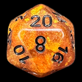 TDSO Confetti Amber Gold & Black D20 Dice