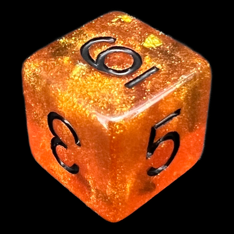 TDSO Confetti Amber Gold & Black D6 Dice