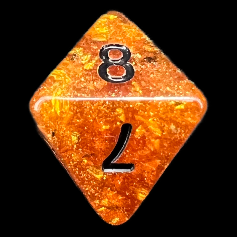 TDSO Confetti Amber Gold & Black D8 Dice