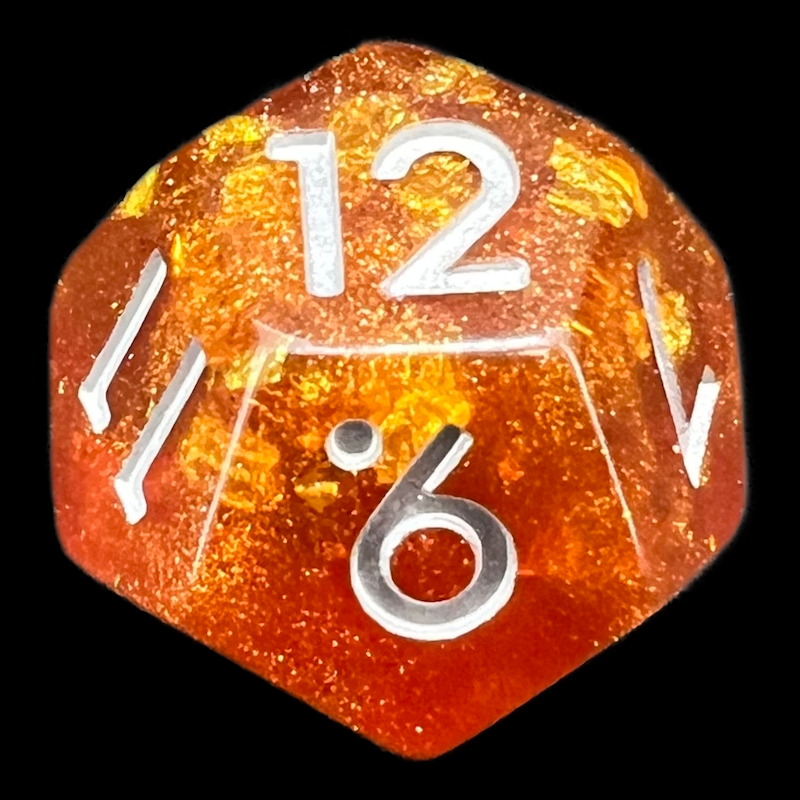 TDSO Confetti Gold Amber & Silver D12 Dice