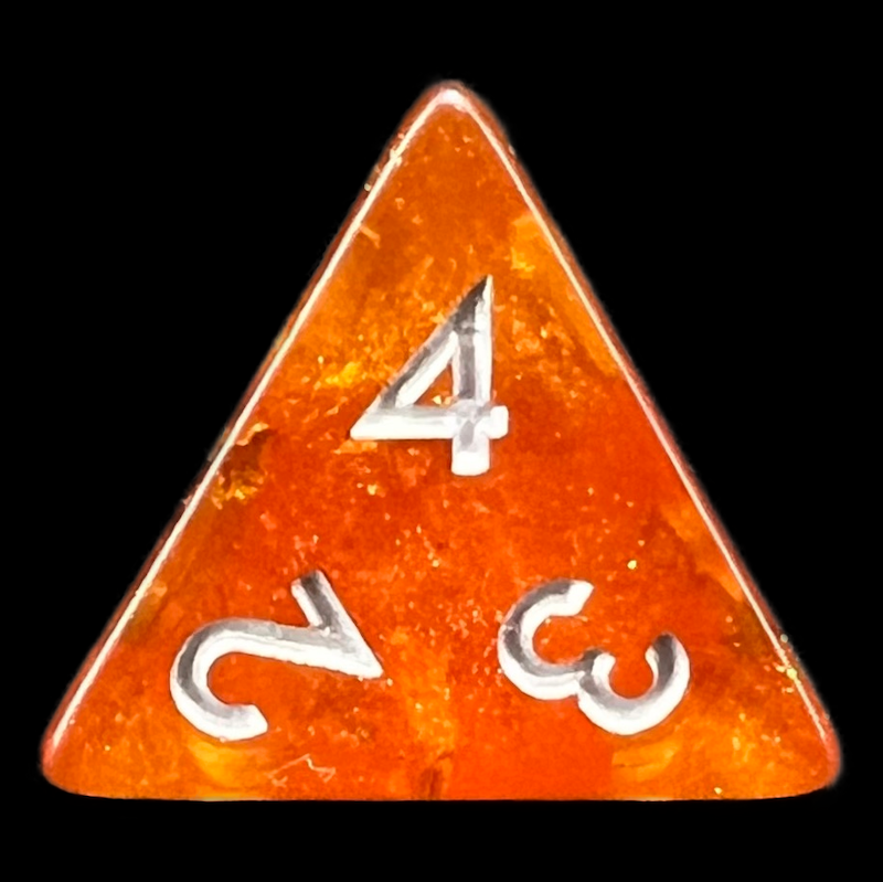 TDSO Confetti Gold Amber & Silver D4 Dice